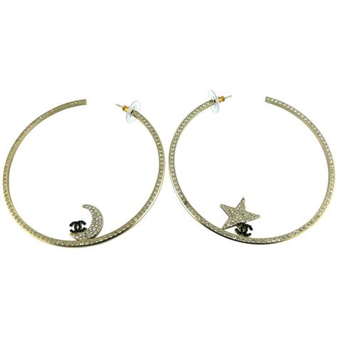 chanel star moon earrings|Chanel inspired hoop earrings.